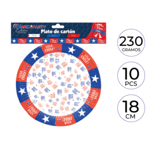 PLATO DE CARTON VIVA CHILE 10 PCS/18CM BIANCOPARTY