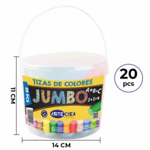 TIZA JUMBO 20 PCS COLORES SURTIDOS ARTECREA
