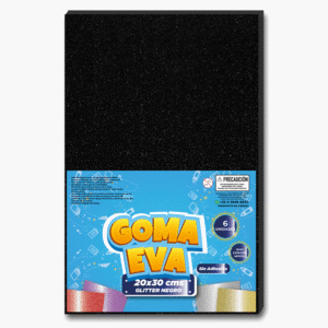 GOMA EVA GLITTER NEGRO PAQ 6 UNI 20X30 CM
