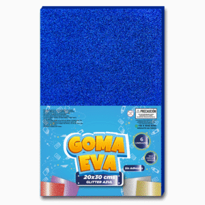 GOMA EVA GLITTER AZUL PAQ 6 UNI 20X30 CM