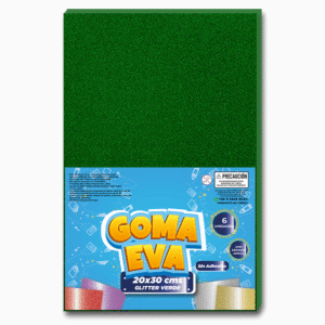 GOMA EVA GLITTER VERDE PAQ 6 UNI 20X30 CM
