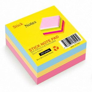 NOTAS ADHESIVAS PASTEL 76X76 MM – BLOCK DE 300 HOJAS