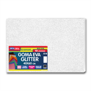 GOMA EVA GLITTER PLIEGO BLANCA 40X60 CM