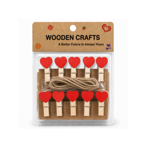 PINZA PARA MANUALIDADES CORAZON ROJO 10 PCS