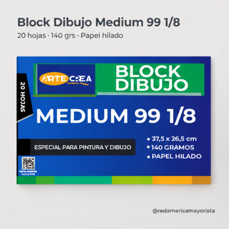 Block de Dibujo Medium Artel #180 1/8 20 Hoja