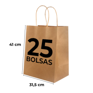 PACK 25 BOLSA KRAFT CON MANILLA TORCIDA 41X30