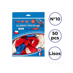 GLOBOS COLORES LISOS 50 UNI TRICOLOR