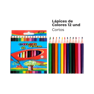 LÁPICES DE COLORES CORTOS 12 UNIDADES