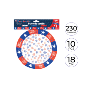 PLATO DE CARTON VIVA CHILE 10 PCS/18CM BIANCOPARTY