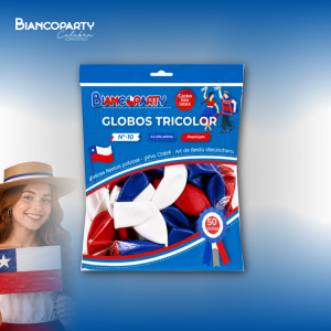 GLOBOS COLORES LISOS 50 UNI TRICOLOR