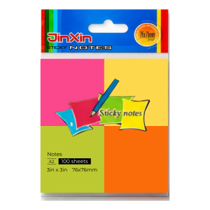 NOTAS ADHESIVAS NEON JINXIN 76X76 MM - 100 HOJAS