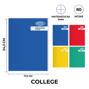 CUAD. COLLEGE MAT 7MM 80 HJS ARTEL